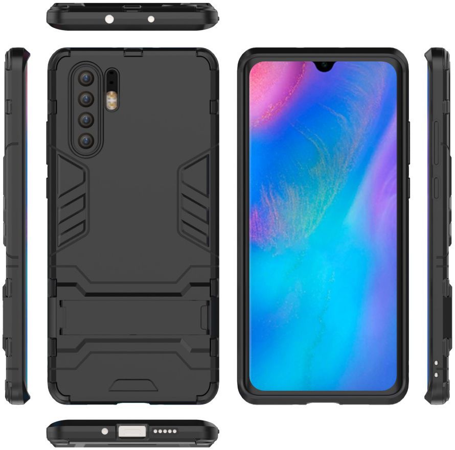Huawei P30 Pro Hybride Kickstand Hoesje Zwart afbeelding 3