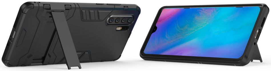Huawei P30 Pro Hybride Kickstand Hoesje Zwart afbeelding 6