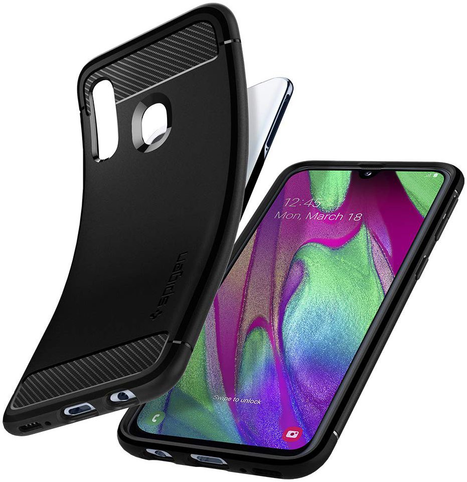 Spigen Rugged Armor Hoesje Samsung Galaxy A40 Matte Black afbeelding 6