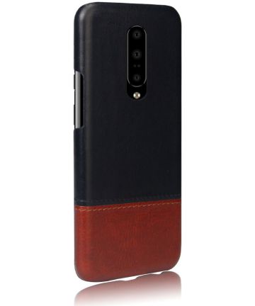 OnePlus 7 Pro Leren Coating Hardcase Zwart Hoesjes