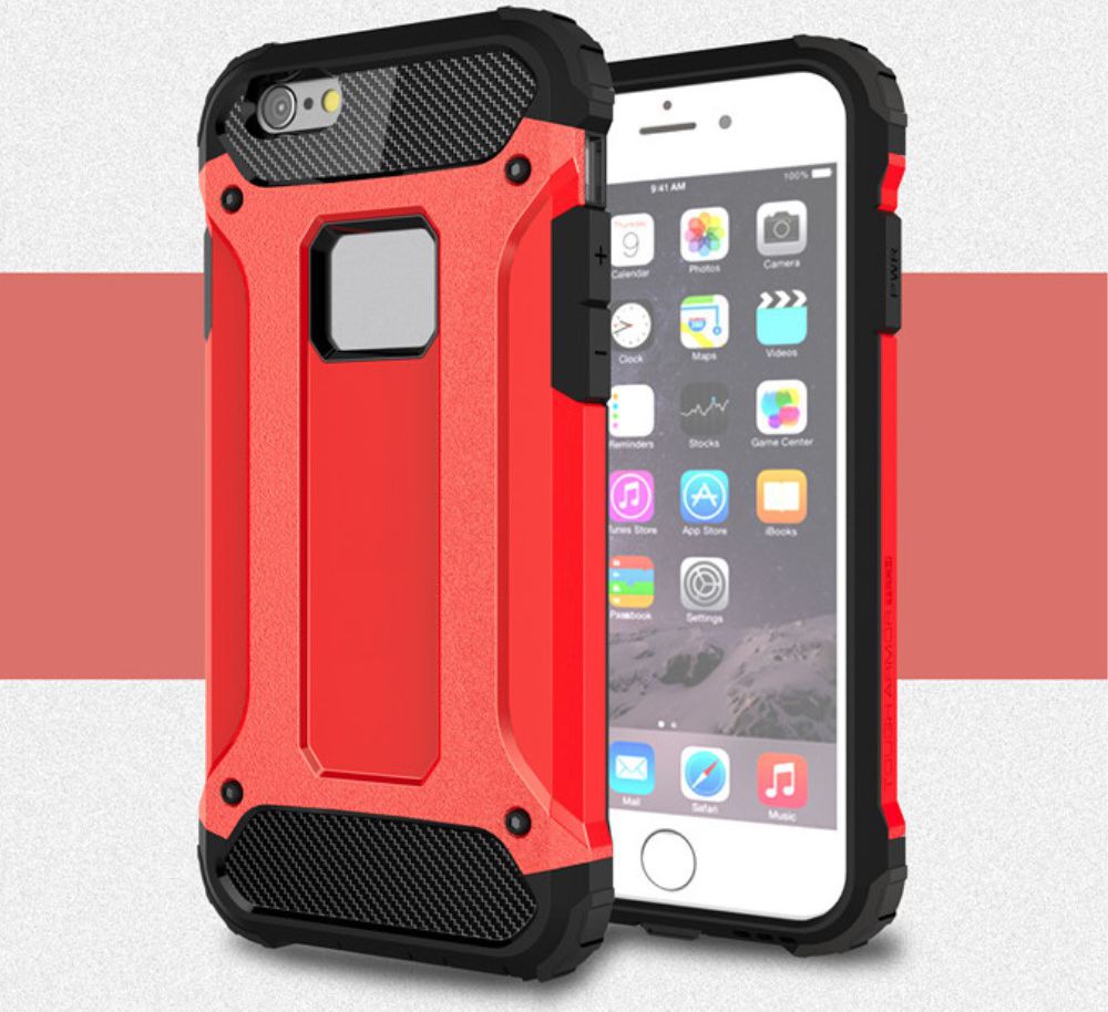 Apple IPhone 6/6S Hoesje Shock Proof Hybride Back Cover Rood afbeelding 1