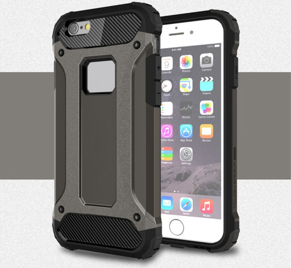 Apple iPhone 6/6S Hoesje Shock Proof Hybride Back Cover Coffee afbeelding 1