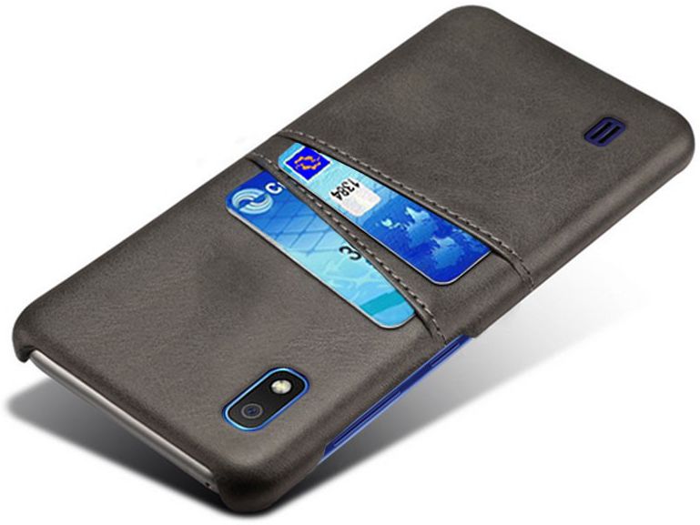 Samsung Galaxy A10 Kunstleren Back Cover met Kaarthouder Zwart afbeelding 2
