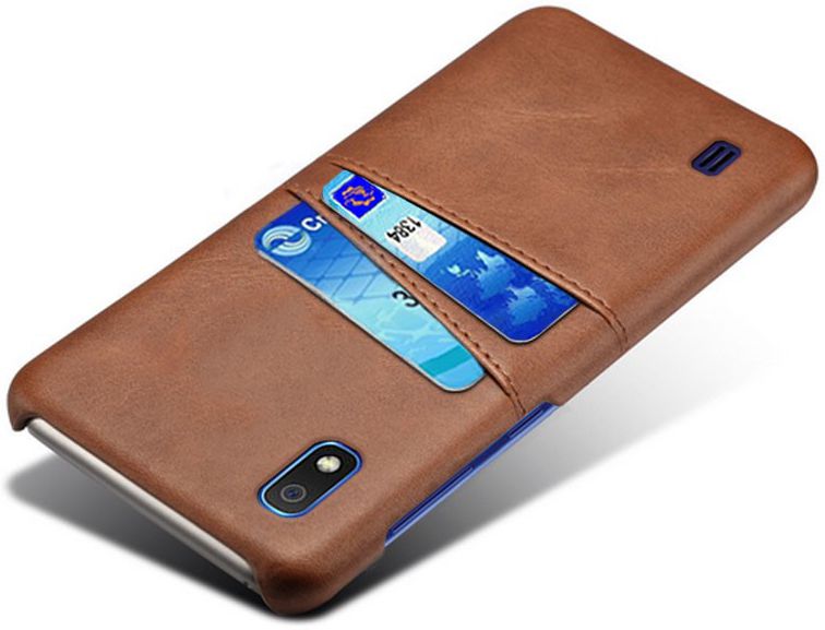 Samsung Galaxy A10 Kunstleren Back Cover met Kaarthouder Bruin afbeelding 2