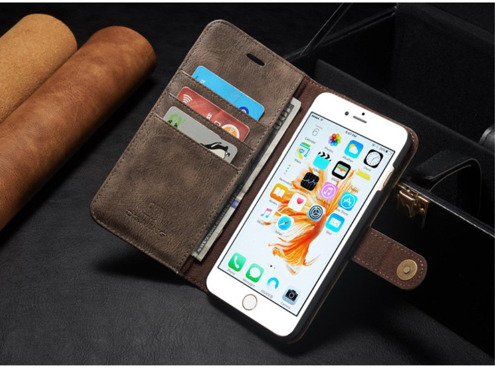 Apple iPhone 6(S) Plus Leren 2-in-1 Bookcase en Back Cover Coffee afbeelding 13