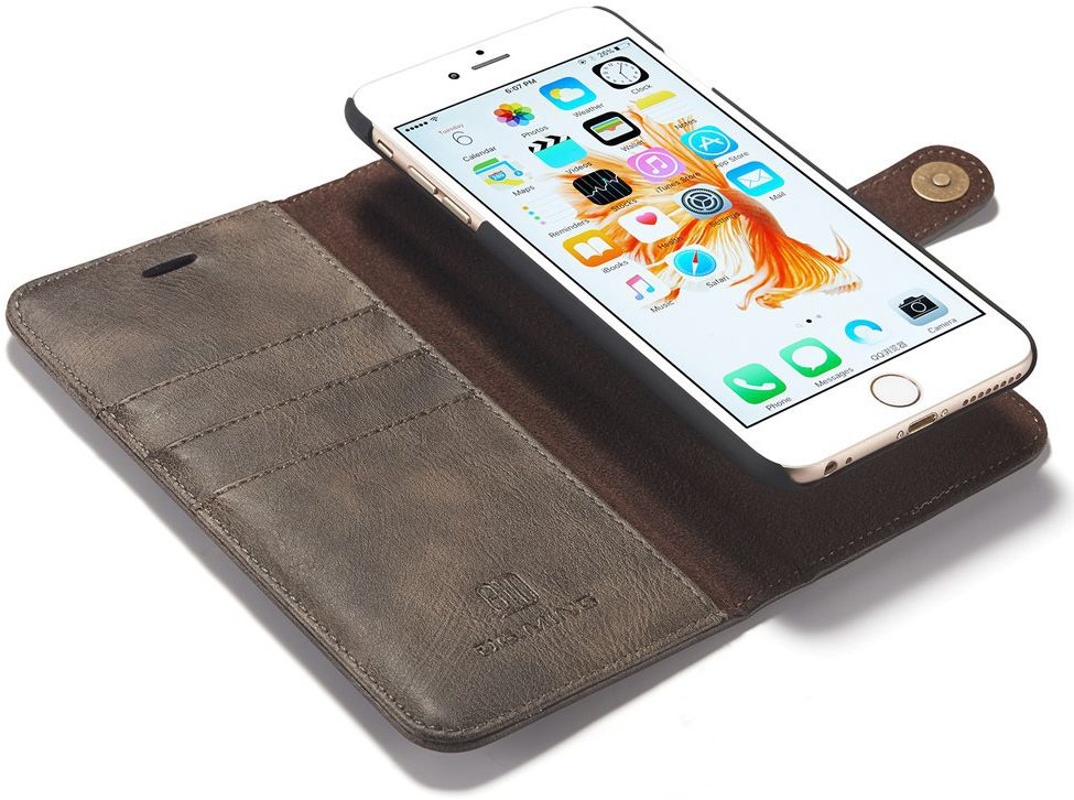 Apple iPhone 6(S) Plus Leren 2-in-1 Bookcase en Back Cover Coffee afbeelding 2