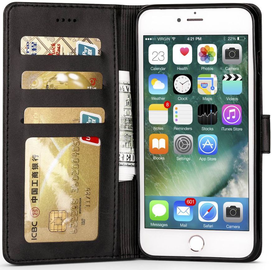 Apple iPhone 6(S) Portemonnee Bookcase Hoesje Splitleer Zwart afbeelding 1
