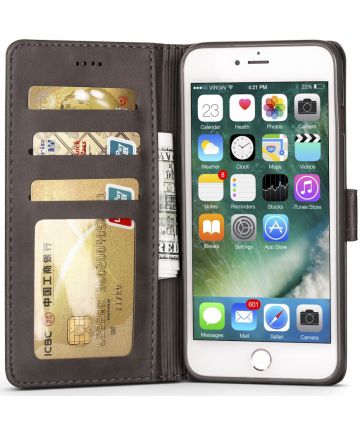 Apple iPhone 6(S) Portemonnee Bookcase Hoesje Splitleer Grijs Hoesjes