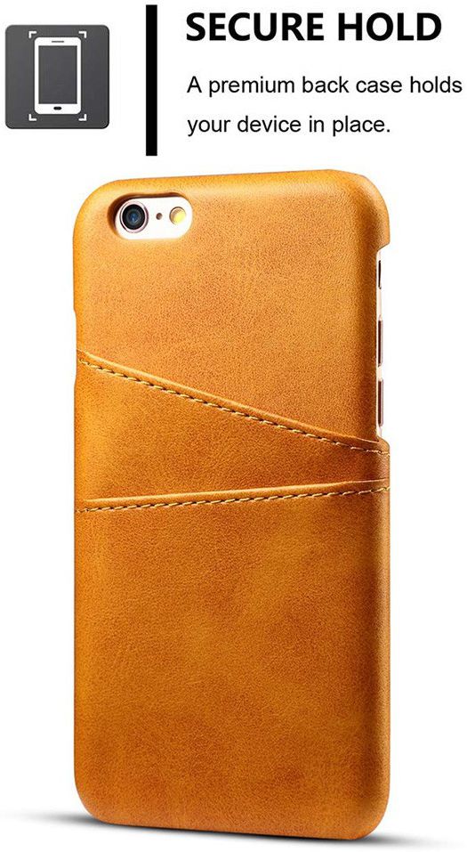 Apple iPhone 6(S) Plus Kunstleren Back Cover met Kaarthouder Bruin afbeelding 3