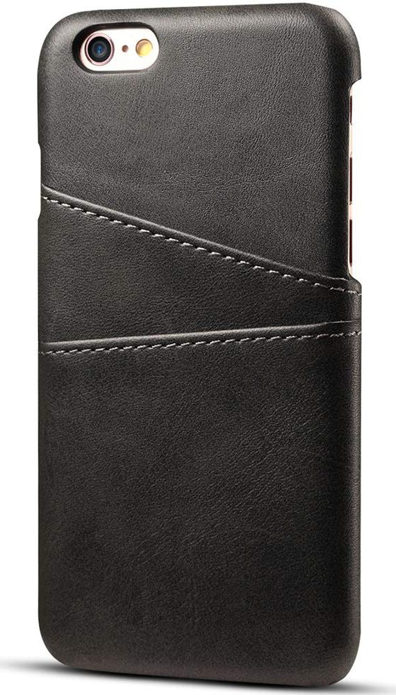 Apple iPhone 6(S) Plus Kunstleren Back Cover met Kaarthouder Zwart afbeelding 1