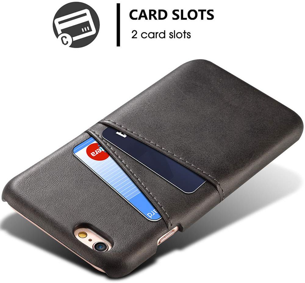 Apple iPhone 6(S) Plus Kunstleren Back Cover met Kaarthouder Zwart afbeelding 2