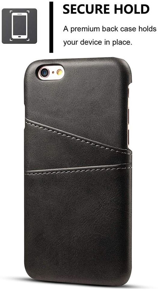 Apple iPhone 6(S) Plus Kunstleren Back Cover met Kaarthouder Zwart afbeelding 3