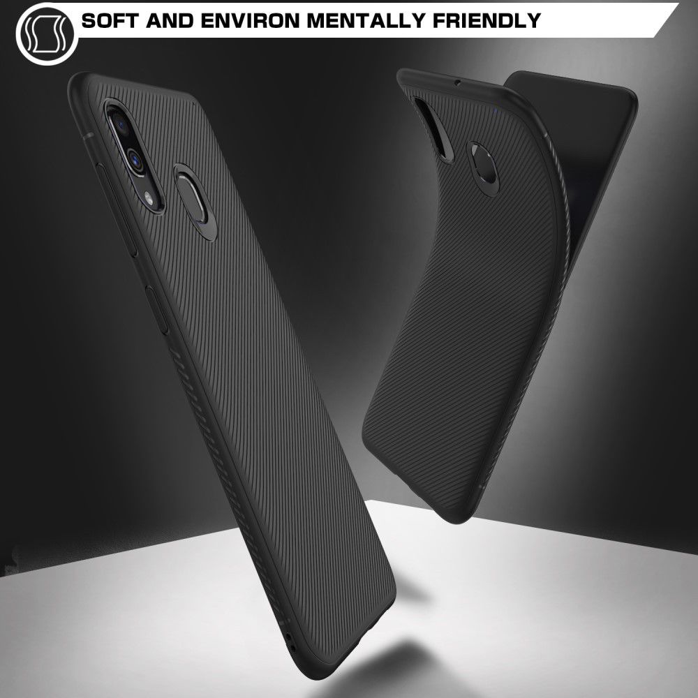 Samsung Galaxy A40 Hoesje Twill Slim Texture Back Cover Zwart afbeelding 4
