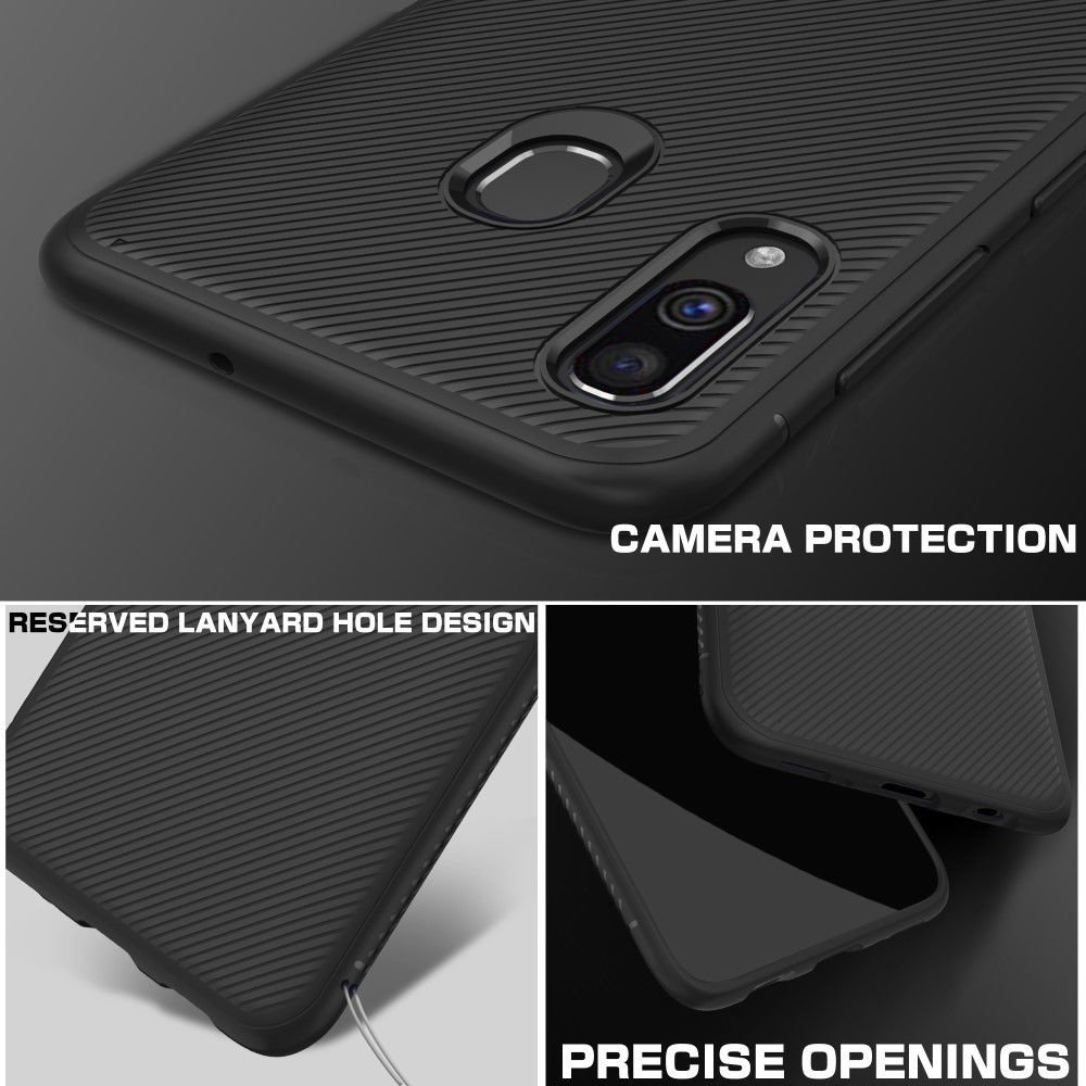Samsung Galaxy A40 Hoesje Twill Slim Texture Back Cover Zwart afbeelding 5