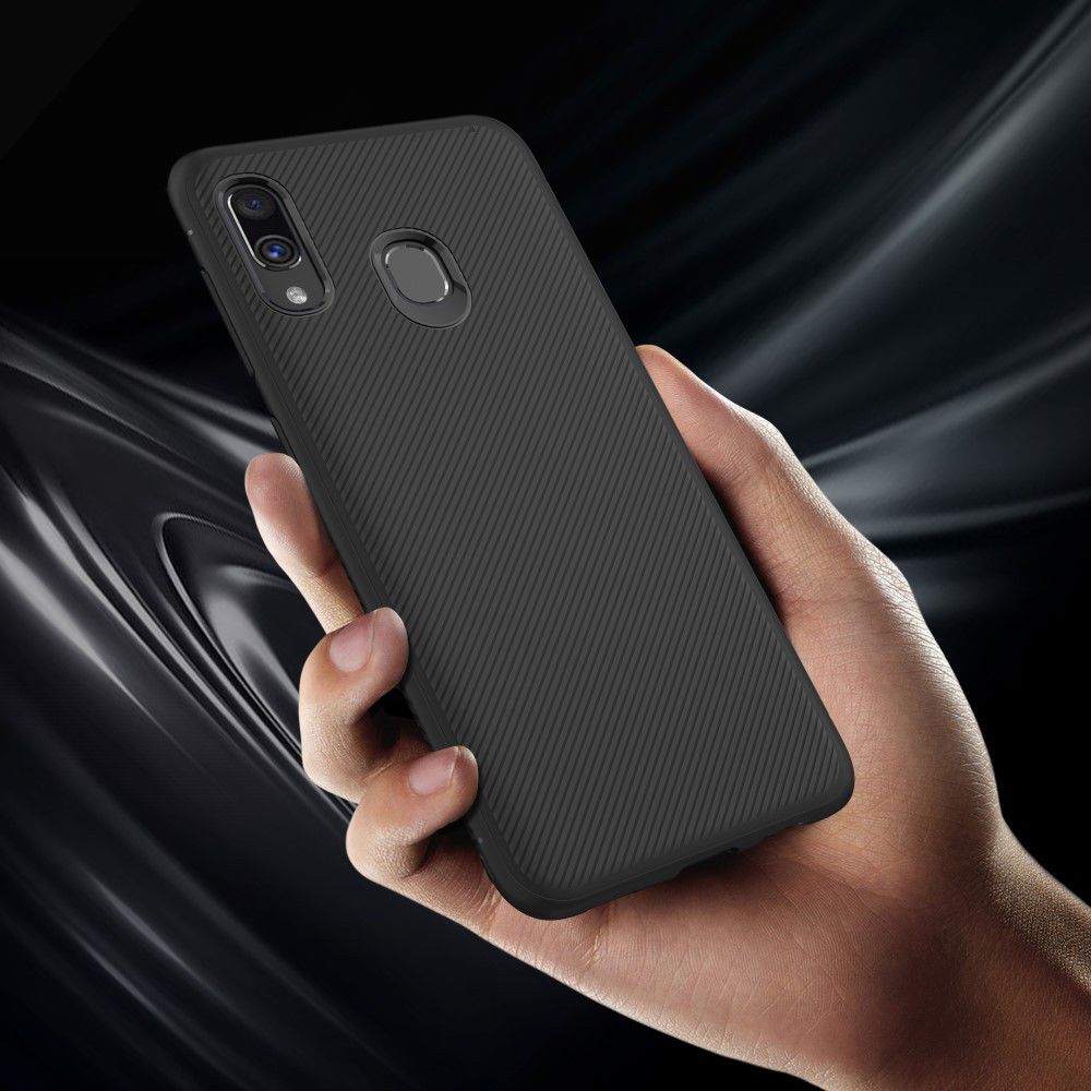 Samsung Galaxy A40 Hoesje Twill Slim Texture Back Cover Zwart afbeelding 6