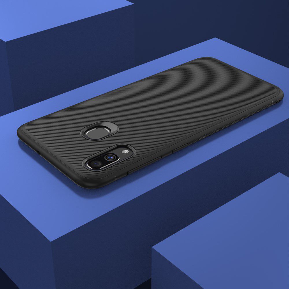 Samsung Galaxy A40 Hoesje Twill Slim Texture Back Cover Zwart afbeelding 8