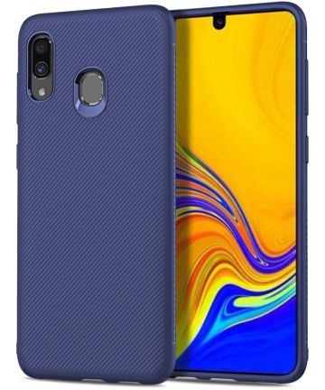 Samsung Galaxy A40 Twill Slim Texture Back Cover Blauw Hoesjes