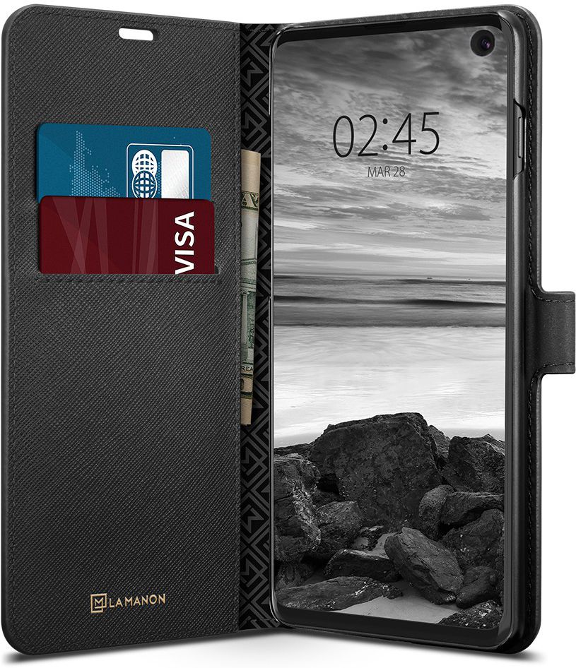 Spigen La Manon Wallet Book Case Samsung Galaxy S10 Zwart afbeelding 1