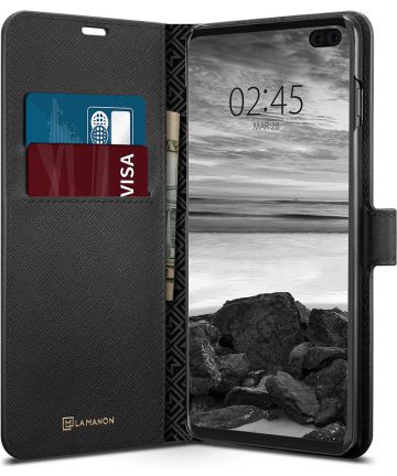 Spigen La Manon Wallet Book Case Samsung Galaxy S10 Plus Zwart Hoesjes