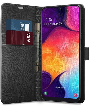 Spigen Wallet S Book Case Samsung Galaxy A50 Hoesje Zwart Hoesjes