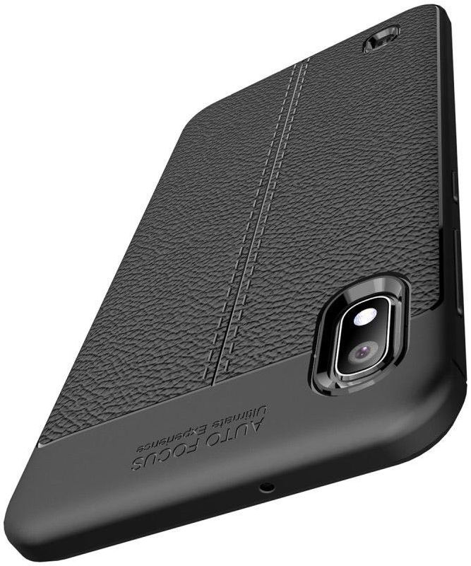 Samsung Galaxy A10 Hoesje Leren Textuur TPU Zwart afbeelding 6