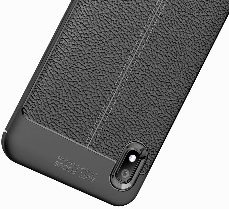 Samsung Galaxy A10 Hoesje Leren Textuur TPU Zwart afbeelding 7