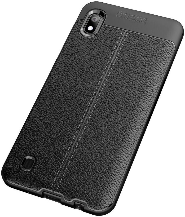 Samsung Galaxy A10 Hoesje Leren Textuur TPU Zwart afbeelding 8