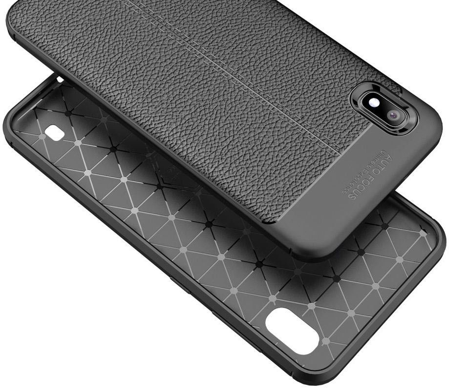 Samsung Galaxy A10 Hoesje Leren Textuur TPU Zwart afbeelding 9