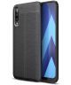 Samsung Galaxy A70 Hoesje TPU Met Leren Textuur Zwart