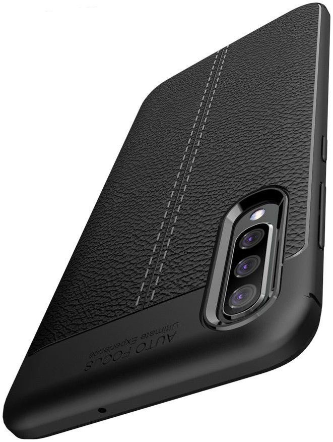 Samsung Galaxy A70 Hoesje TPU Met Leren Textuur Zwart afbeelding 7