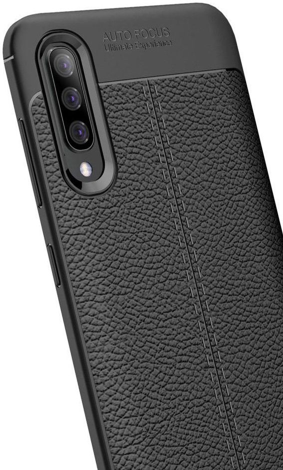Samsung Galaxy A70 Hoesje TPU Met Leren Textuur Zwart afbeelding 10