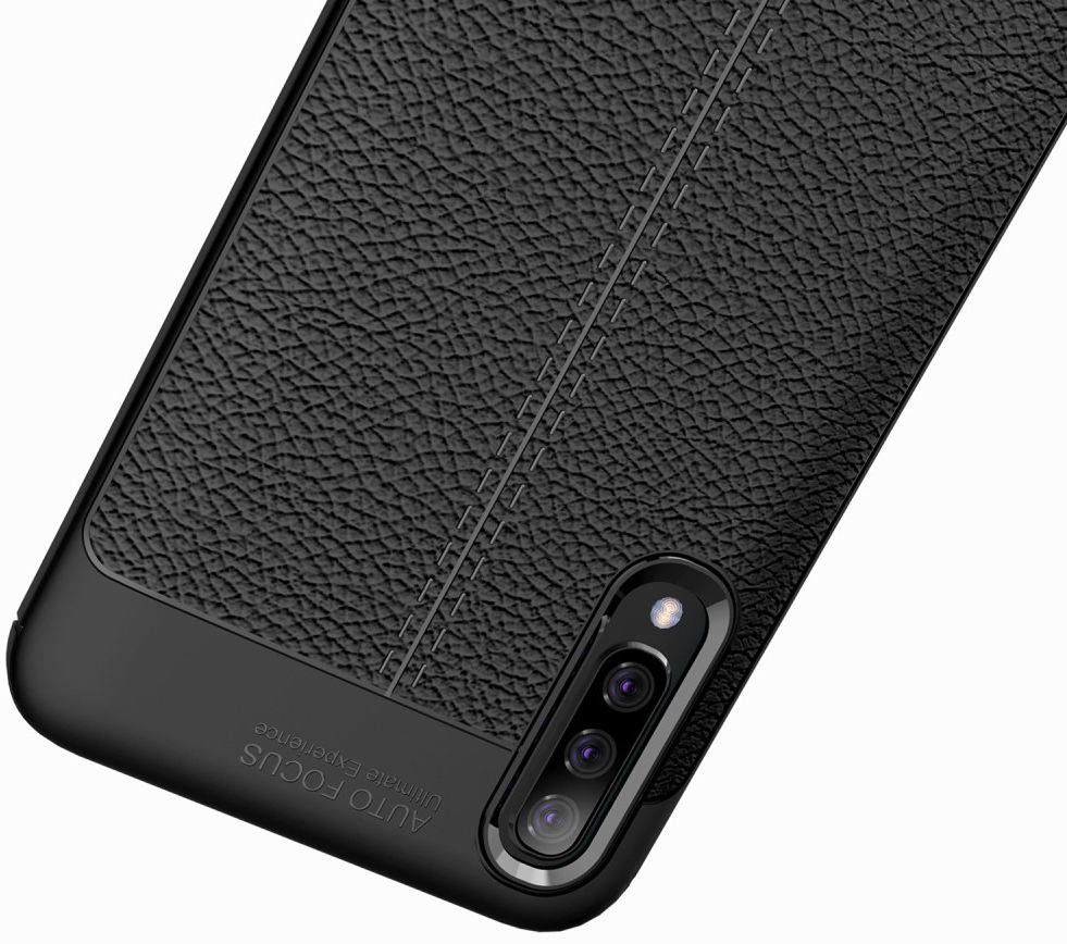 Samsung Galaxy A50 Hoesje TPU Leer Design Zwart afbeelding 7