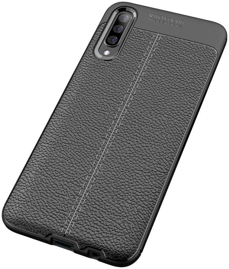 Samsung Galaxy A50 Hoesje TPU Leer Design Zwart afbeelding 8