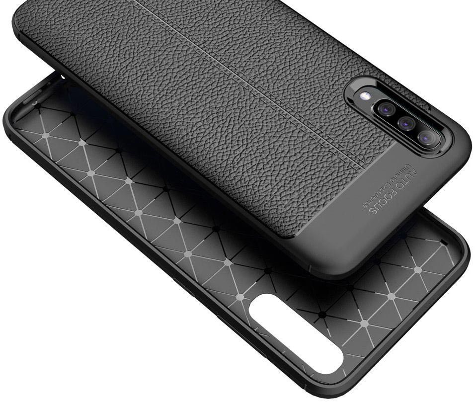 Samsung Galaxy A50 Hoesje TPU Leer Design Zwart afbeelding 9