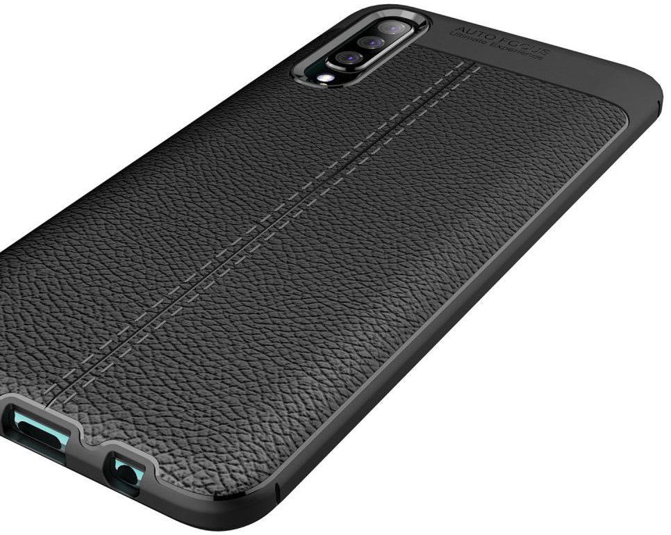 Samsung Galaxy A50 Hoesje TPU Leer Design Zwart afbeelding 11