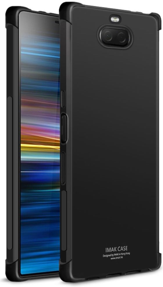 IMAK Sony Xperia 10 Plus Hoesje TPU met Screenprotector Metaal Zwart afbeelding 2