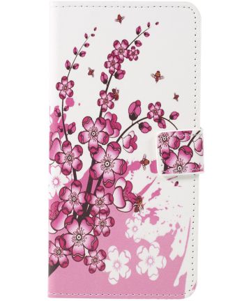 Sony Xperia 10 Portemonnee Hoesje Print Peach Flower Hoesjes