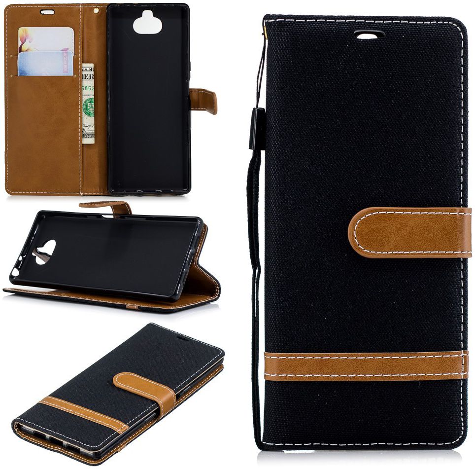 Sony Xperia 10 Jeans Portemonnee Hoesje Zwart afbeelding 3