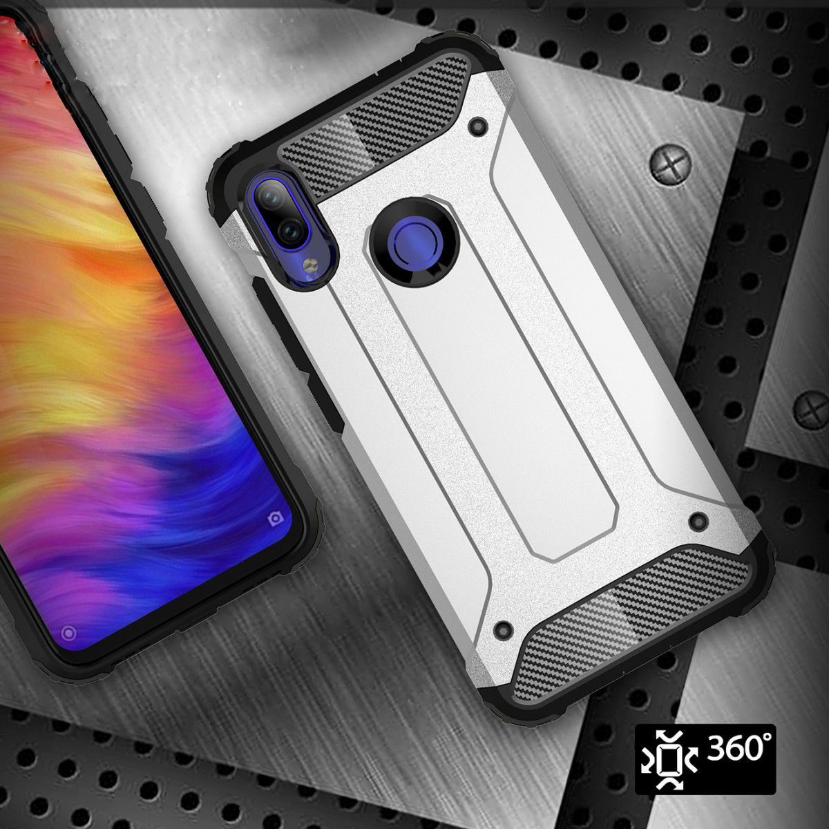 Xiaomi Redmi Note 7 Hybride Hoesje Blauw afbeelding 6