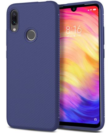 Redmi Note 7 Twill Slim Texture Back Cover Blauw Hoesjes