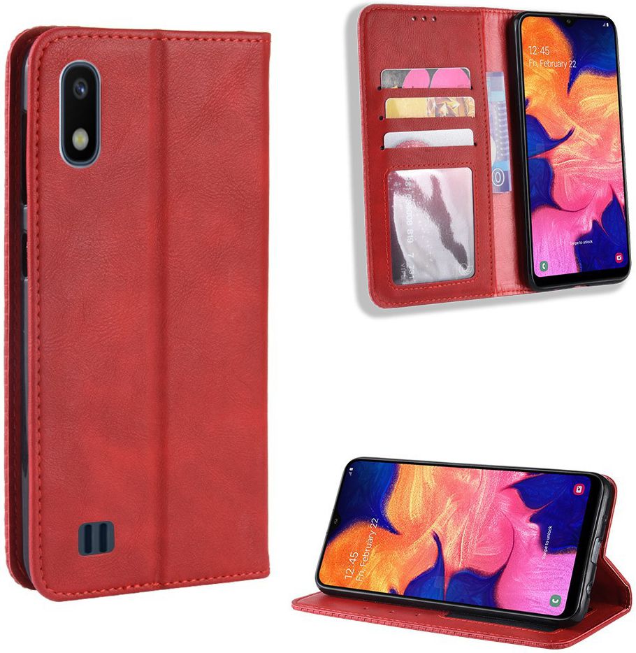 Samsung Galaxy A10 Portemonnee Vintage Hoesje Rood afbeelding 4