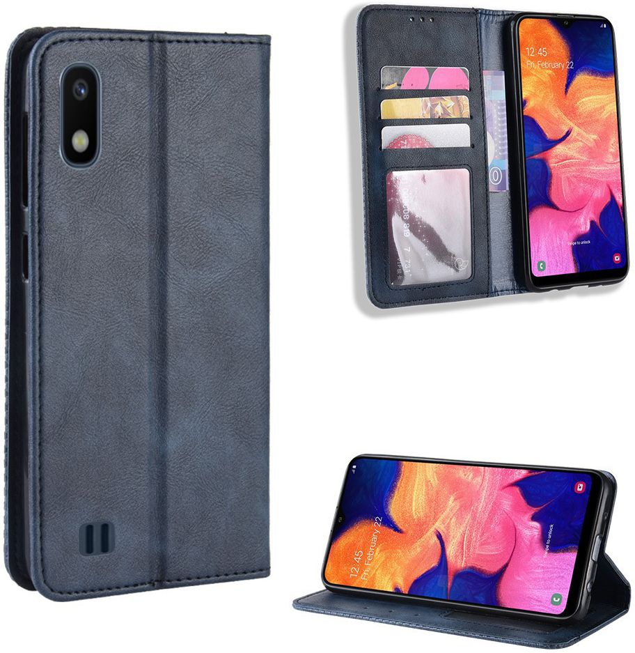 Samsung Galaxy A10 Portemonnee Vintage Hoesje Blauw afbeelding 4