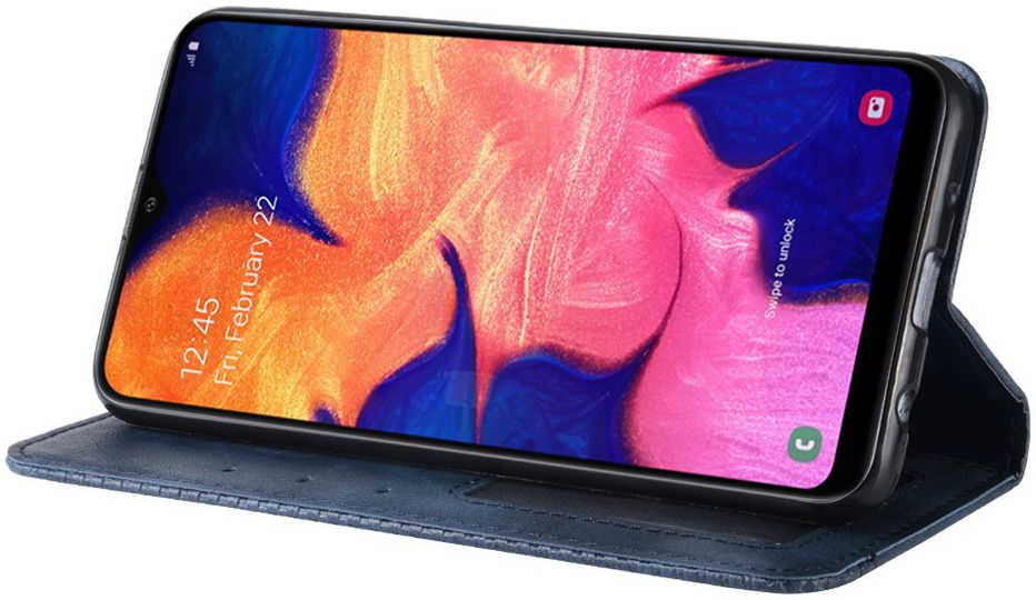 Samsung Galaxy A10 Portemonnee Vintage Hoesje Blauw afbeelding 6