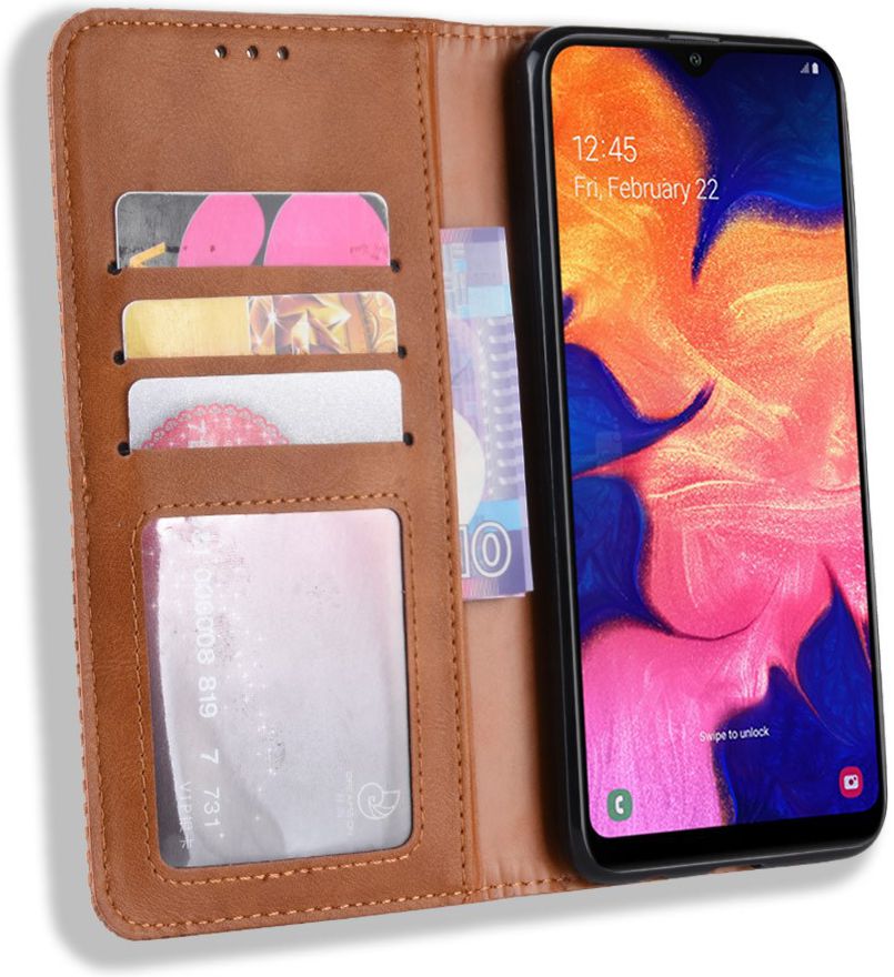 Samsung Galaxy A10 Portemonnee Vintage Hoesje Bruin afbeelding 1