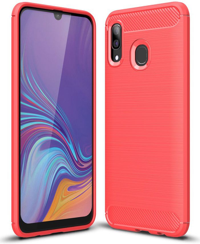 Samsung Galaxy A40 Geborsteld TPU Hoesje Rood afbeelding 1