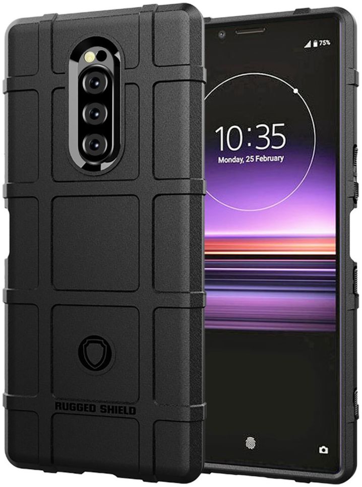Sony Xperia 1 Anti-Shock TPU Hybride Hoesje Zwart afbeelding 1