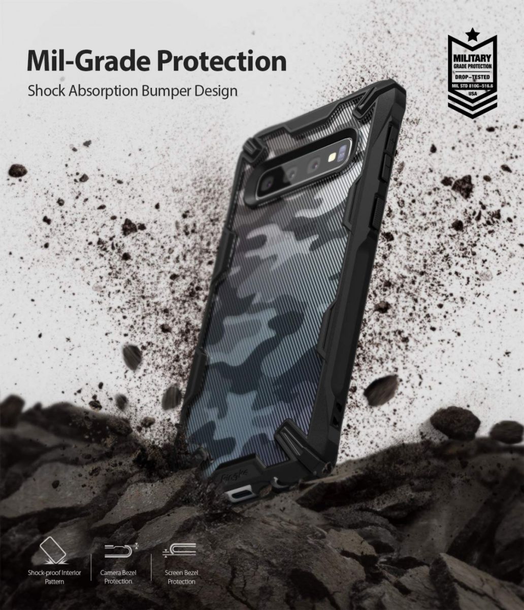Ringke Fusion X Samsung Galaxy S10 Plus Hoesje Camo Zwart afbeelding 2