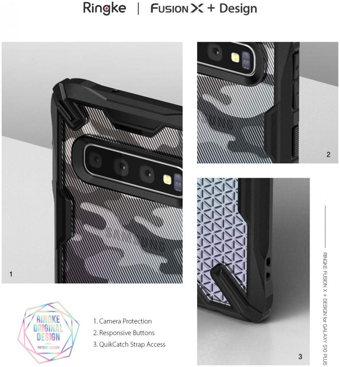 Ringke Fusion X Samsung Galaxy S10 Plus Hoesje Camo Zwart afbeelding 8