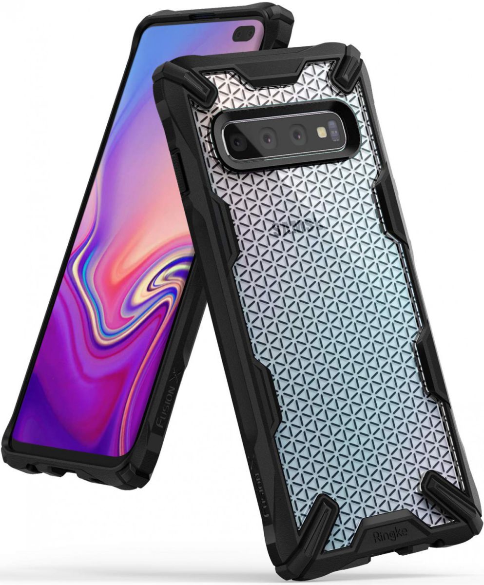 Ringke Fusion X Samsung Galaxy S10 Plus Hoesje Hexagon Zwart afbeelding 1
