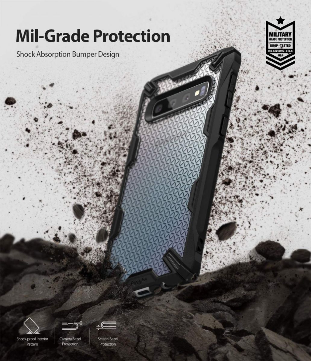 Ringke Fusion X Samsung Galaxy S10 Plus Hoesje Hexagon Zwart afbeelding 2